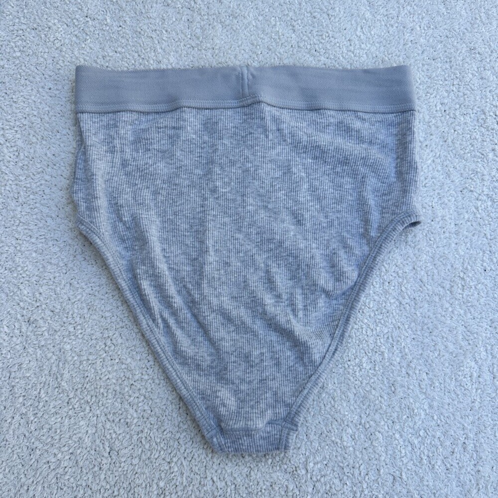 Skims Grey Ribbed Cotton Brief Underwear - Size S - Picture 5 of 6